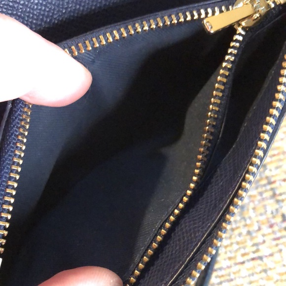 COACH Navy Blue Saffiano Leather Full Zip Around Wallet with Wristlet Strap - Picture 10 of 10